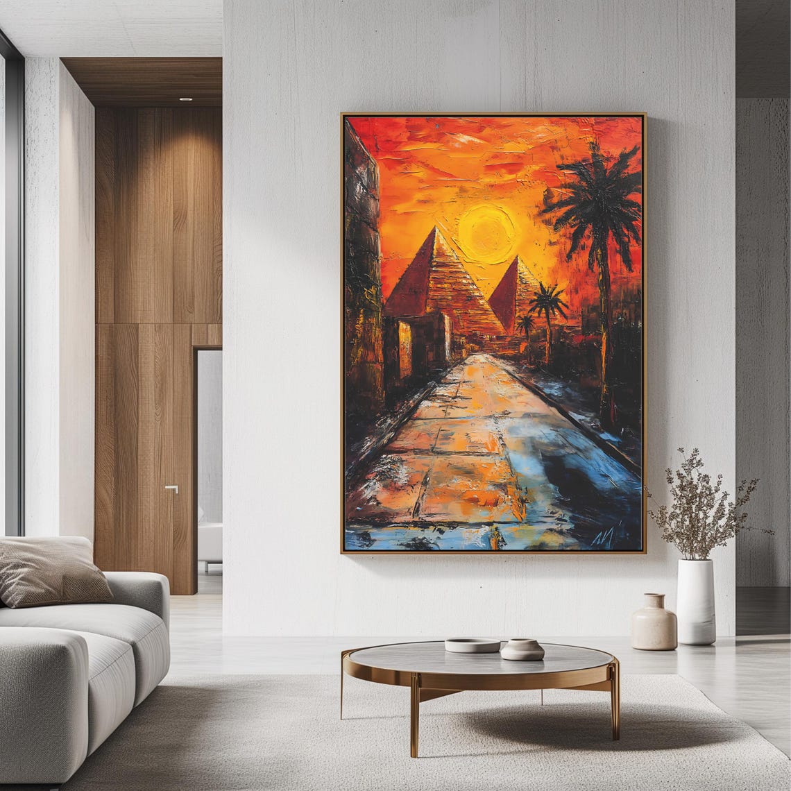 Egyptian Pyramids Wall Art Print Sunset Landscape Vibrant Desert Artwork - Image 3