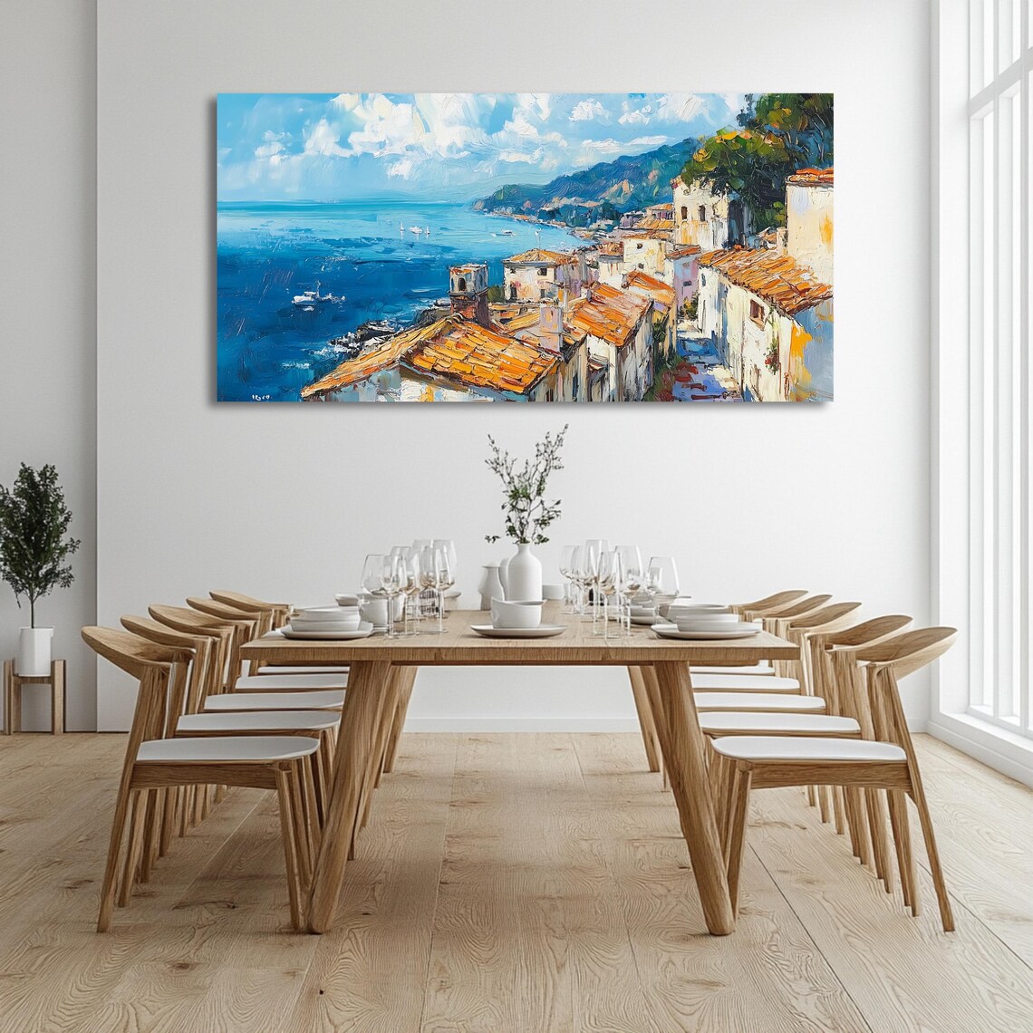 Mediterranean Coastal Landscape, Panoramic Wall Art - Image 3