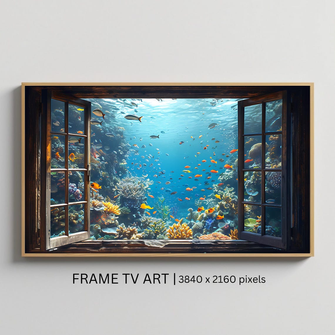Open Window Underwater Aquarium Coral Reef Fish Wall Art Poster