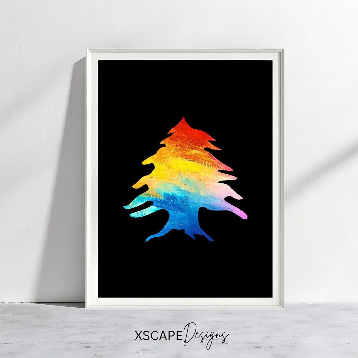 Lebanese Cedar Tree Art Print Abstract Lebanon Wall Decor Colorful Middle Eastern Artwork Modern Painting
