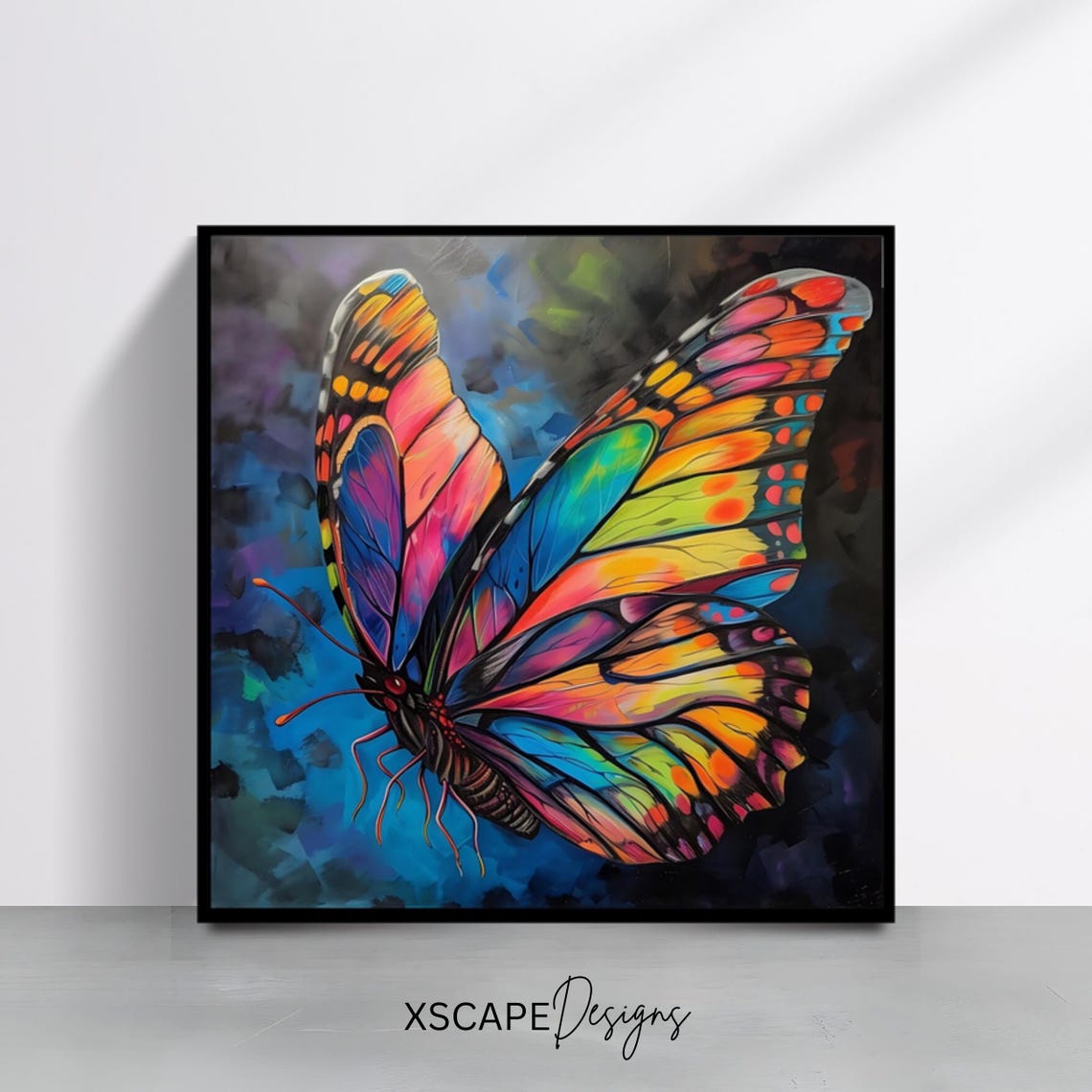 Vibrant Butterfly Wall Art Square Art Print Colorful Insect Poster Modern Decor