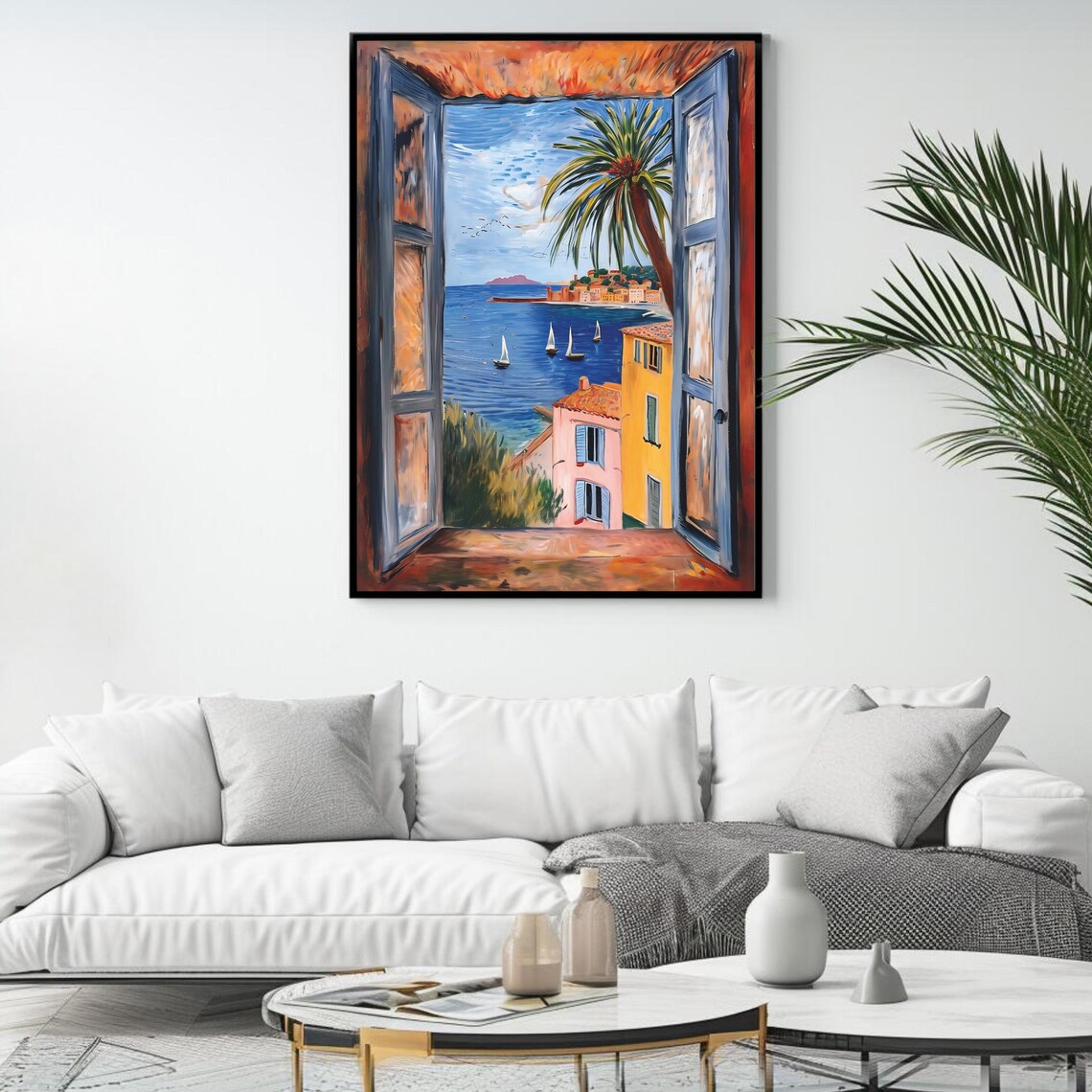 Coastal Window View, Mediterranean Travel Poster - Image 4
