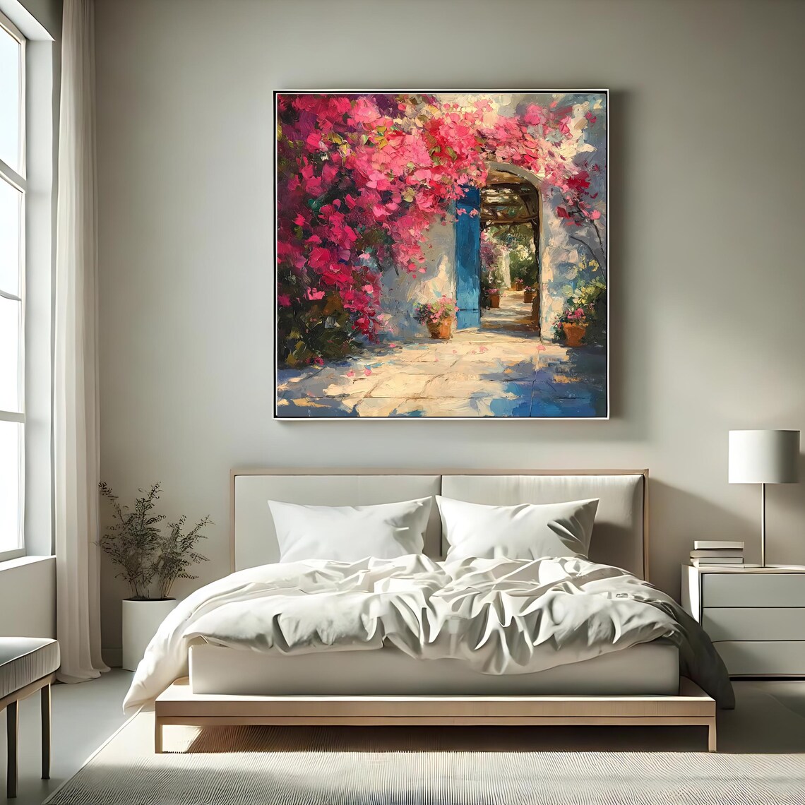 Mediterranean Doorway Art Print, Floral Decor - Image 2