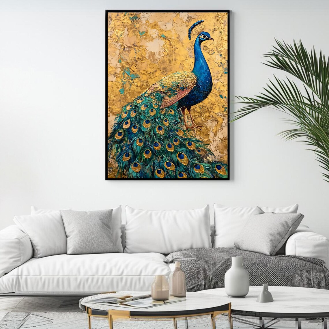 Peacock Wall Art, Luxury Bird Decor, Gold Background Art Print - Image 4