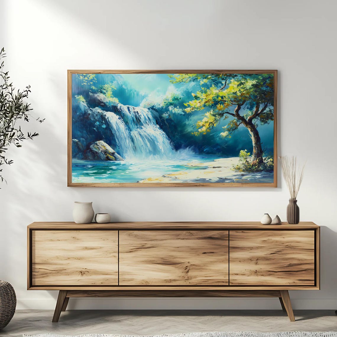 Tranquil Waterfall Landscape Art For Frame Tv Scenic Nature Roku Screensaver Smart Tv Wall Art - Image 3