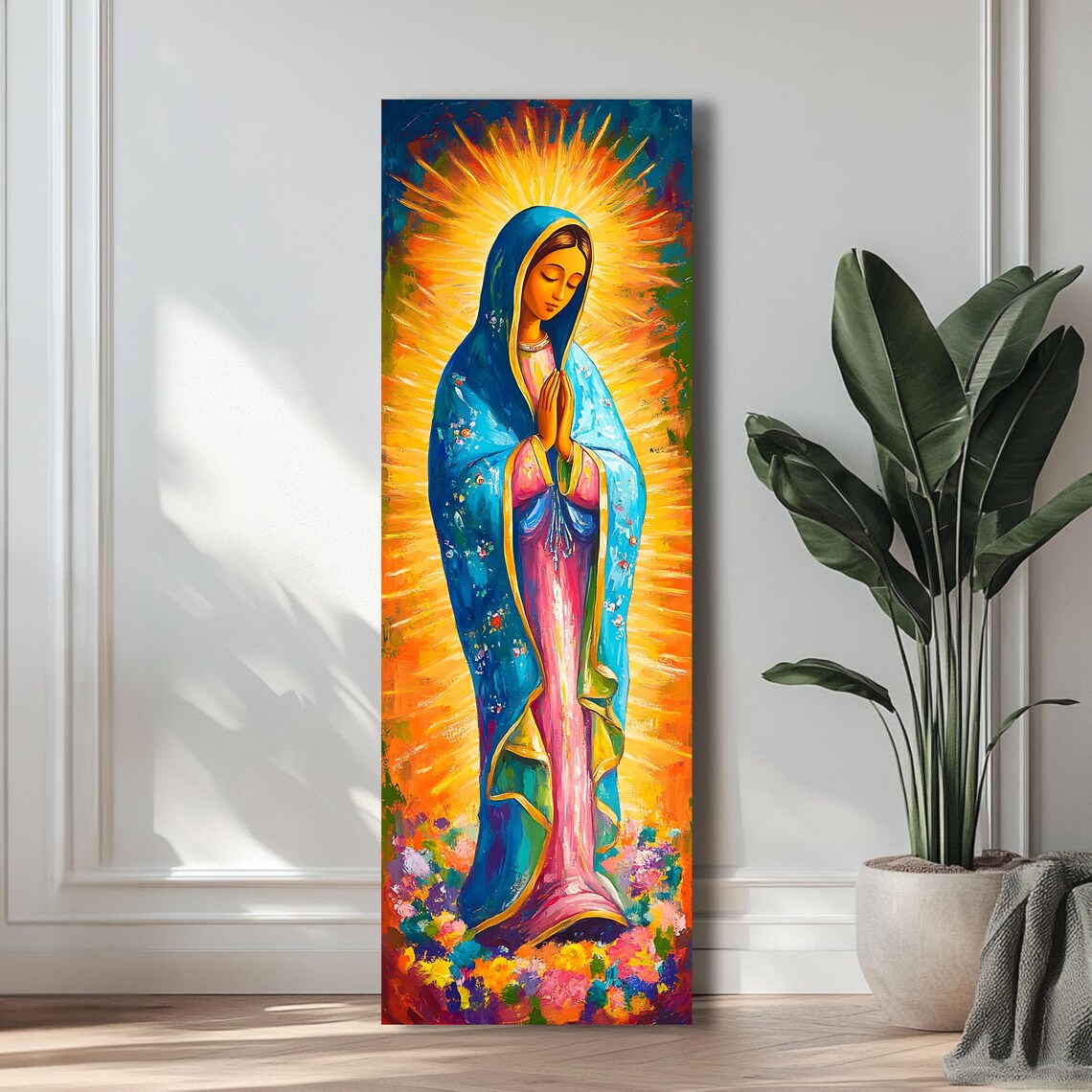 Our Lady Of Guadalupe Painting Colorful Catholic Religious Art Tall Vertical Print - Image 3