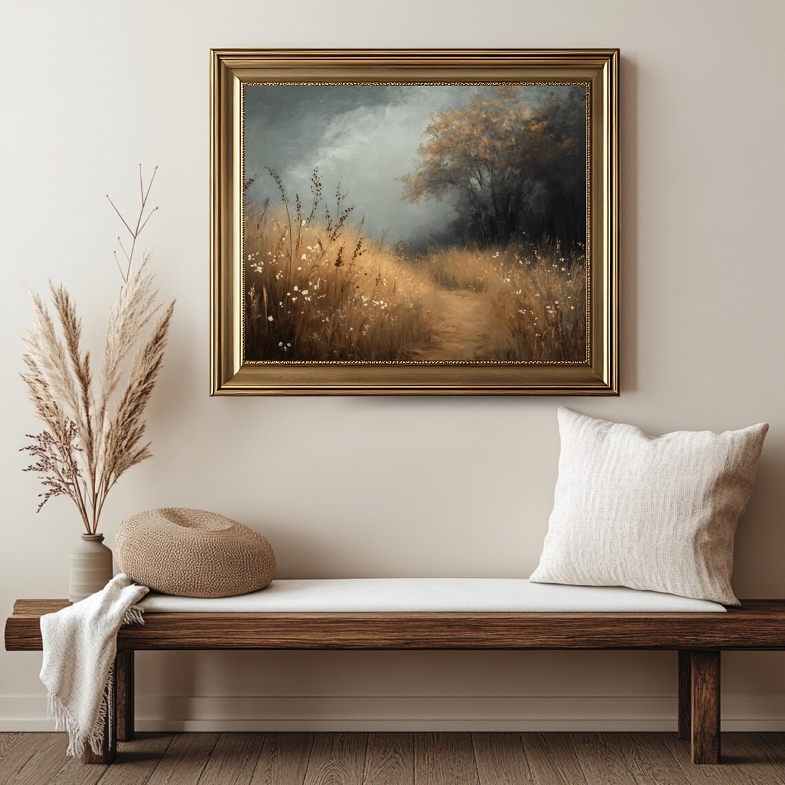 Vintage Meadow Rustic Landscape Art Print - Image 2