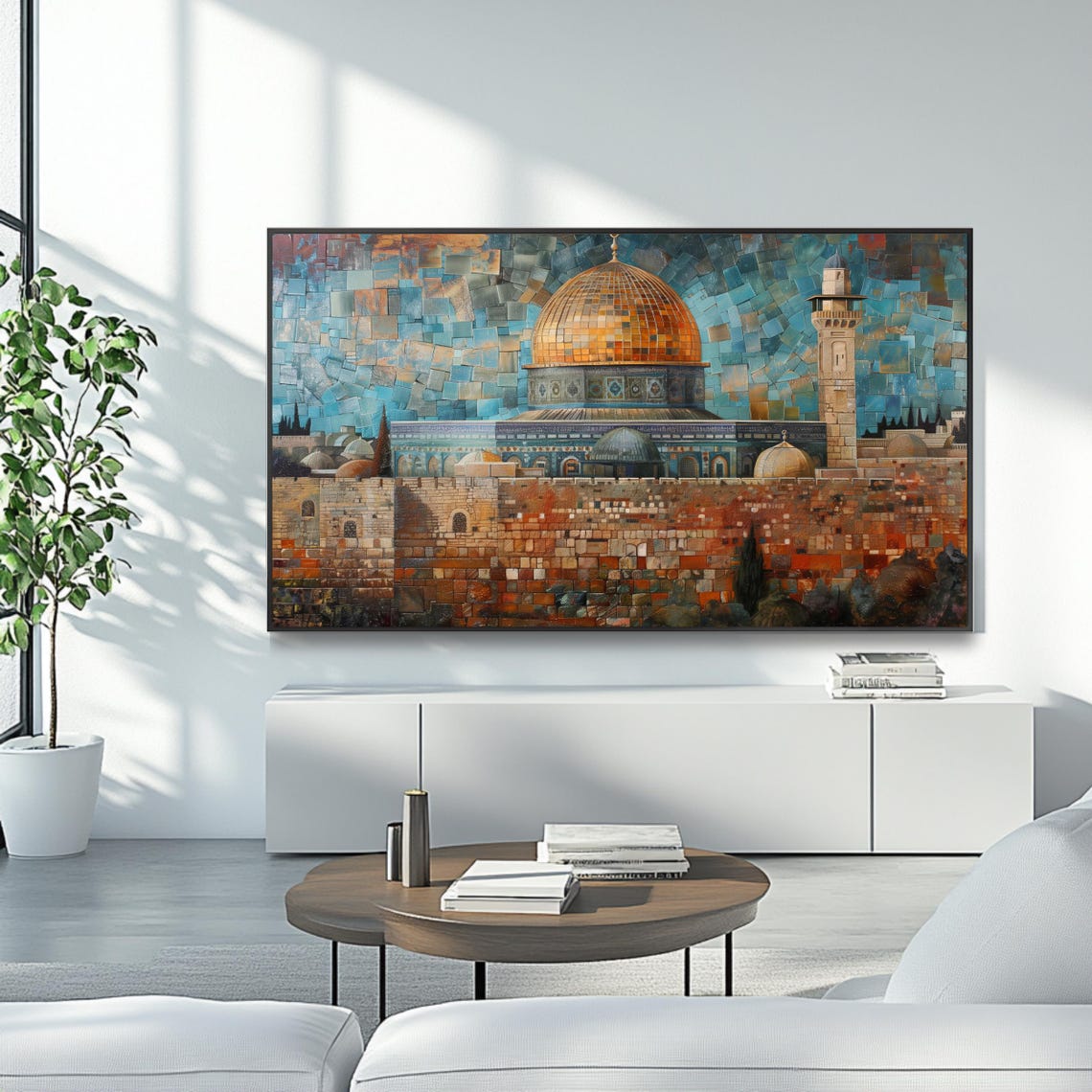 Masjid Al Aqsa Dome of the Rock Mosaic Jerusalem Golden View Poster - Image 4