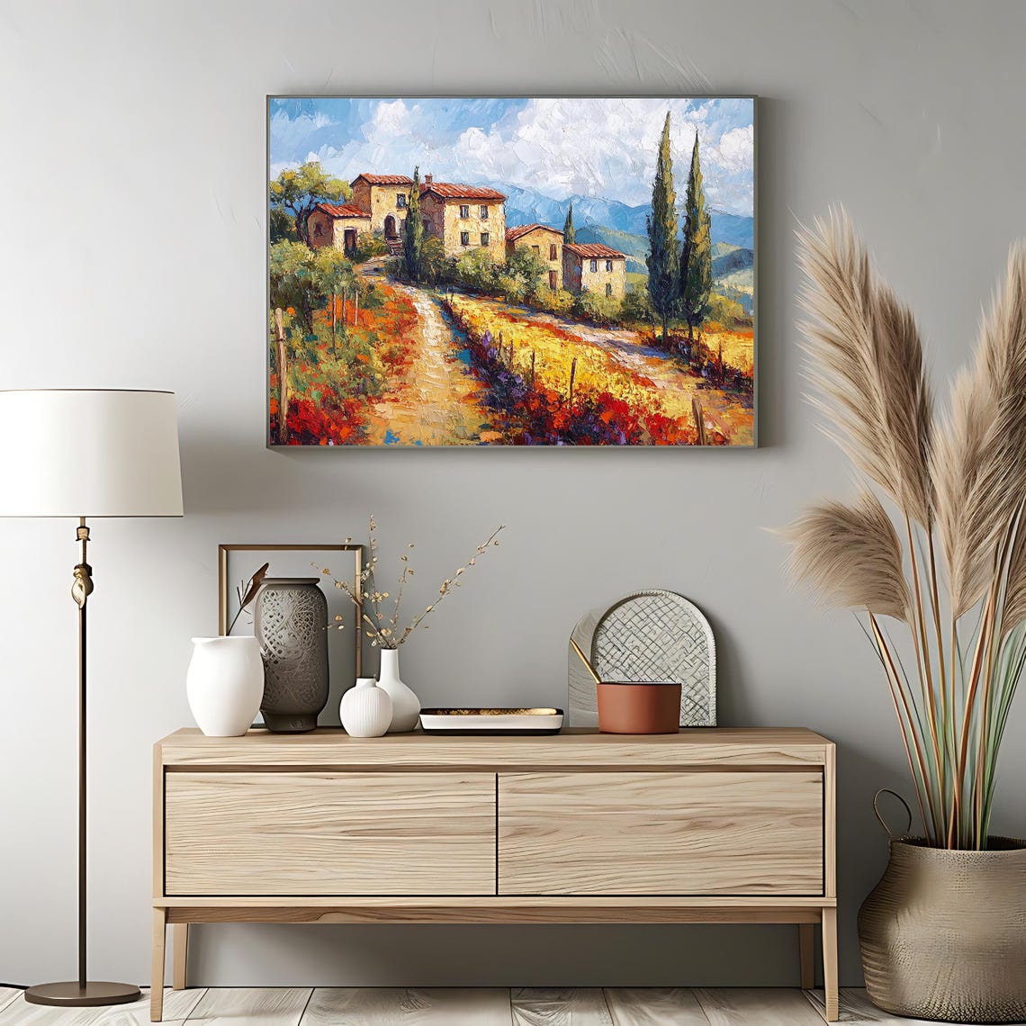 Tuscan Villa Cypress Trees Italian Countryside Colorful Hills Poster - Image 3