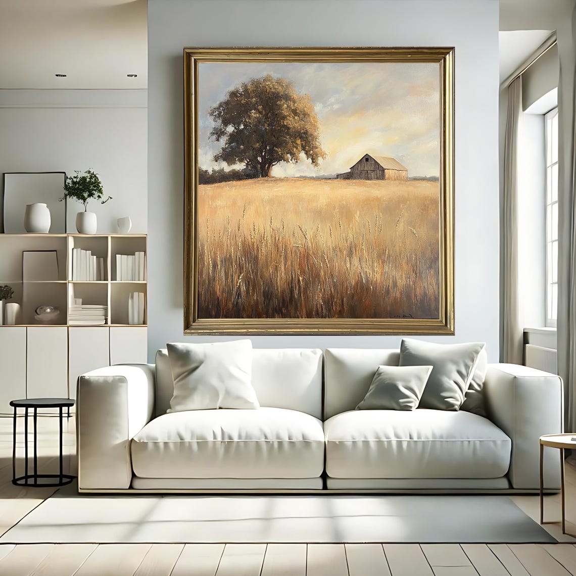 Farmhouse Barn Golden Wheat Field Rural Landscape Vintage Farm Poster - Image 3
