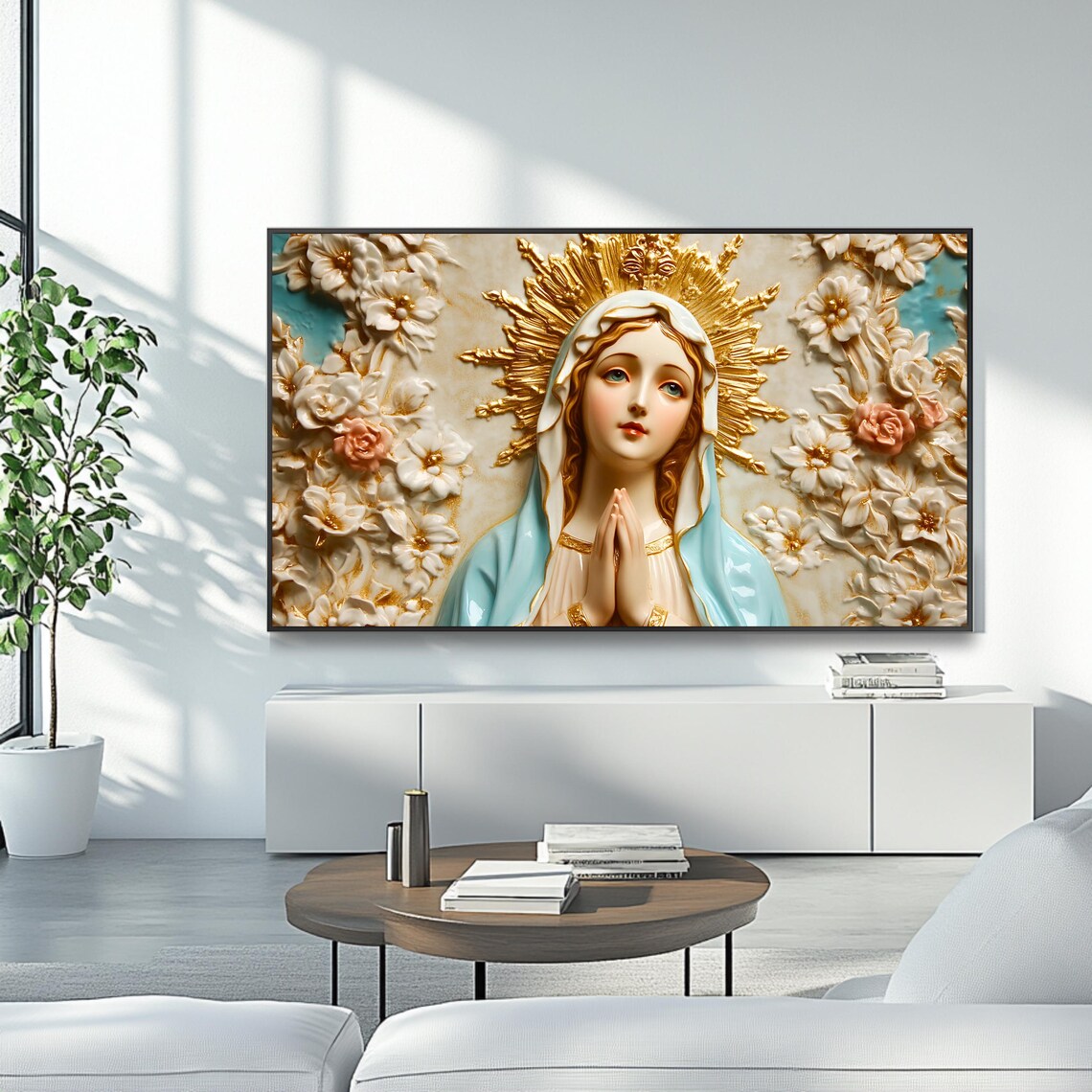 Blessed Virgin Mary Religious Wall Decor Art Print - Image 4