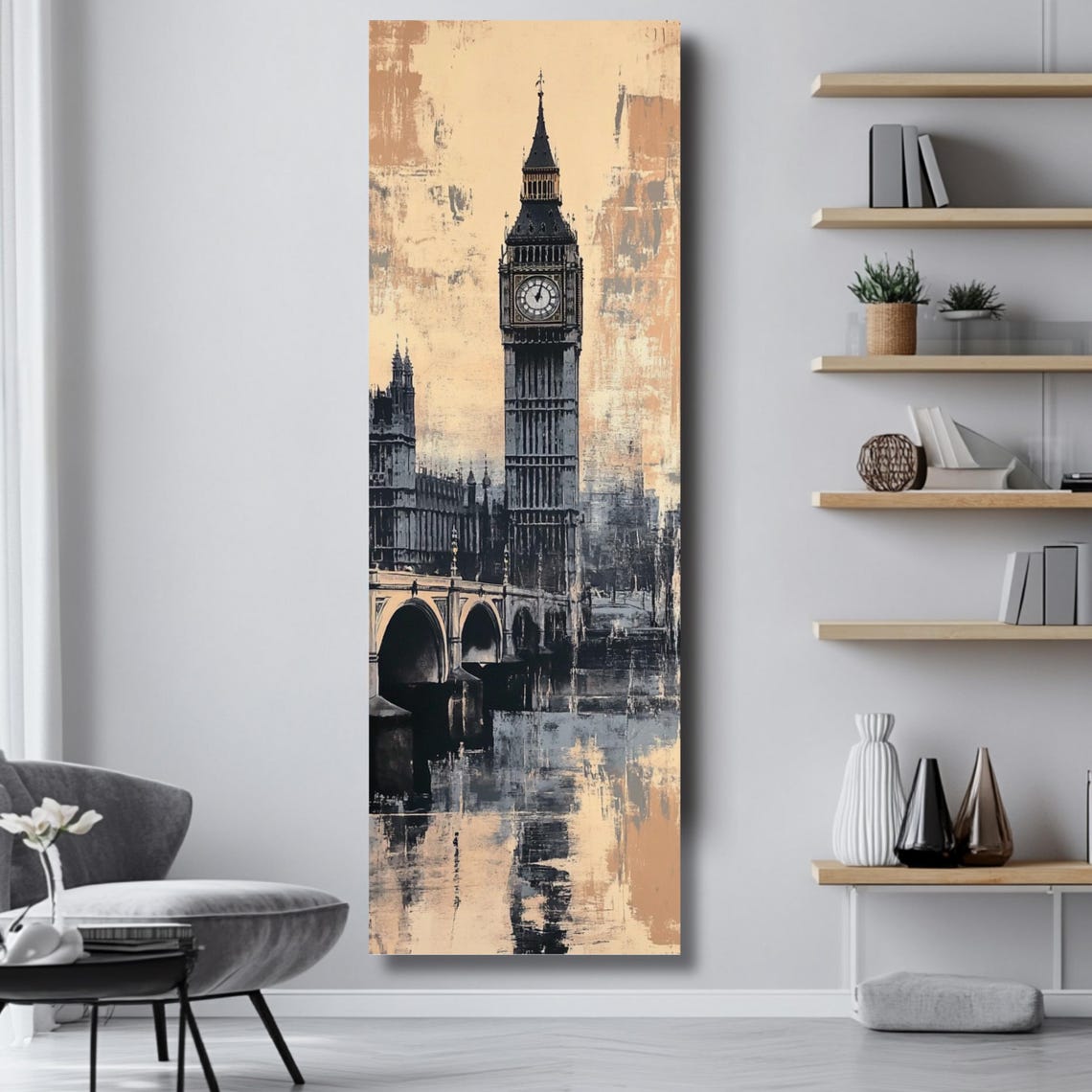 Big Ben Westminster Bridge Vintage London Cityscape Vertical Poster - Image 4