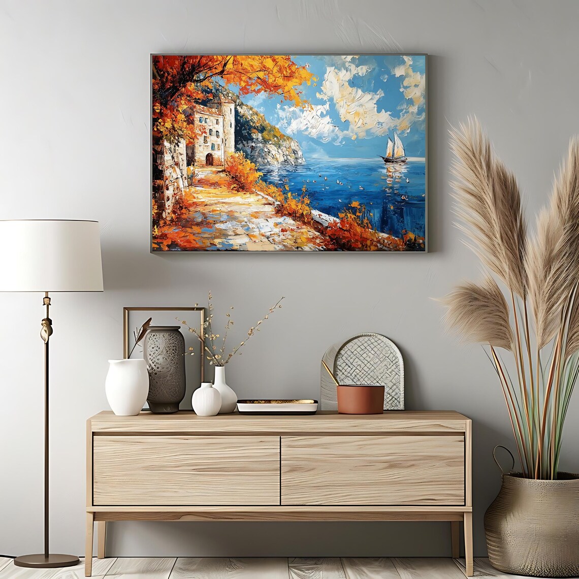 Coastal Autumn Art Print, Mediterranean Landscape - Image 3