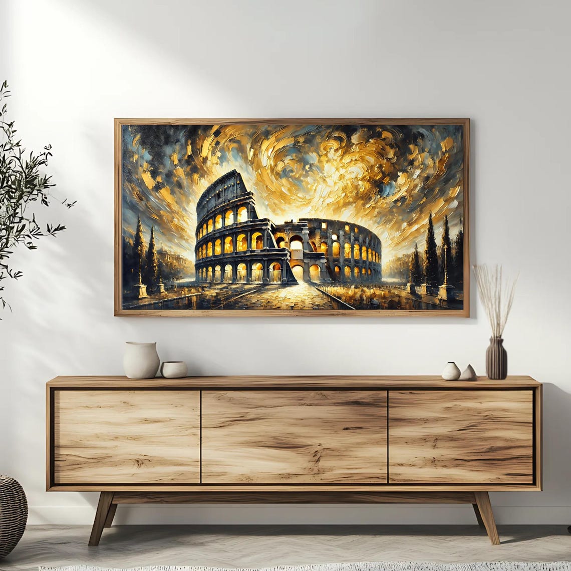 Rome Colosseum Golden Swirl Impressionist Night Lights Poster - Image 3