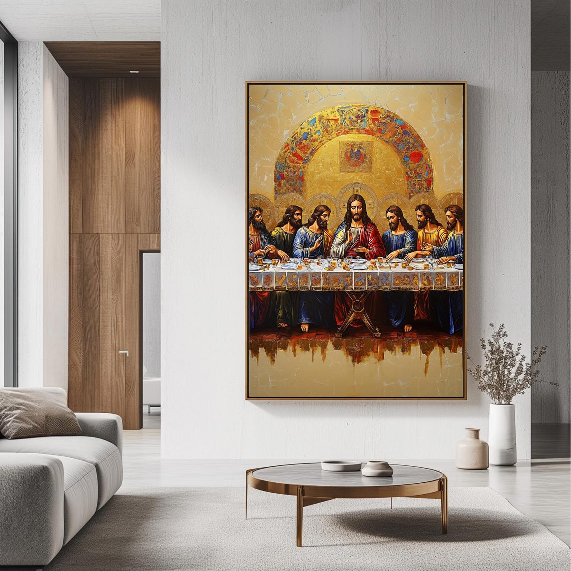 The Last Supper Golden Icon Style Religious Christian Art Poster - Image 3