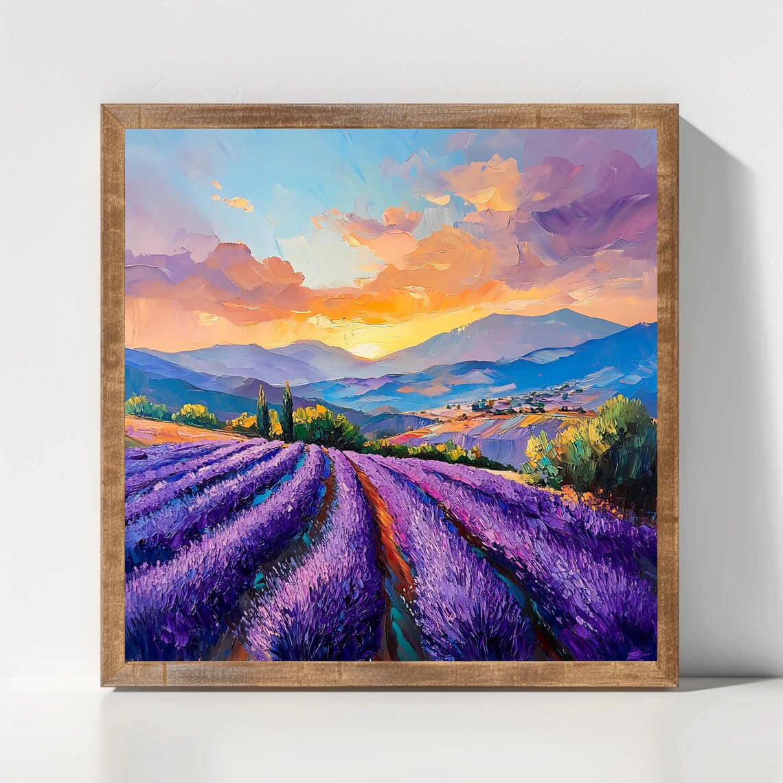 Lavender Field Sunset Art Print, Nature Artwork - Image 2
