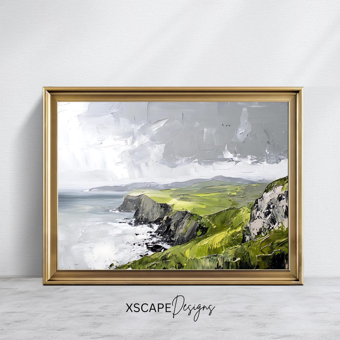 Emerald Green Coastal Cliffs Seascape Rocky Shore Ocean Wave Poster
