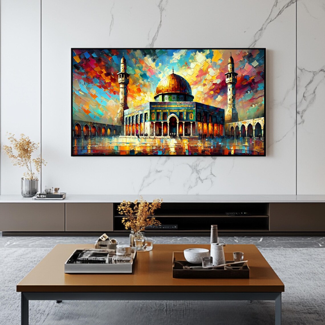 Dome of the Rock Jerusalem Golden Dome Minarets Vivid Holy Land Poster - Image 2