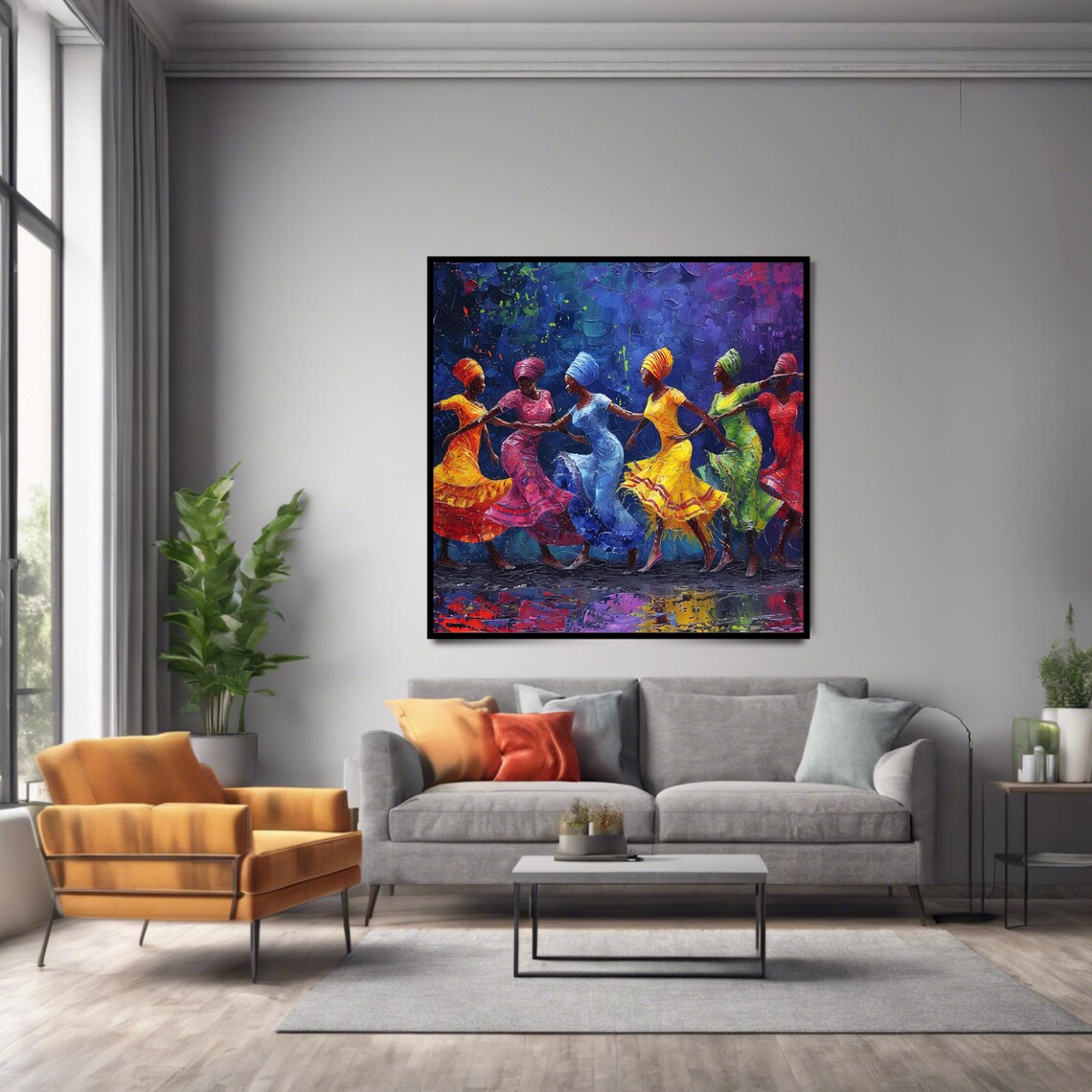 Abstract African Dance Wall Art Print Vibrant Cultural Poster Square Print Wall Art - Image 2