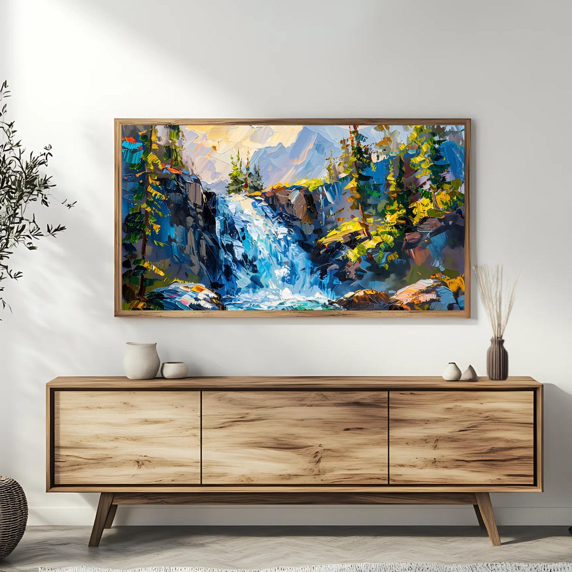 Mountain Waterfall Art For Frame Tv Vibrant Nature Landscape Roku Tv Backdrop - Image 3
