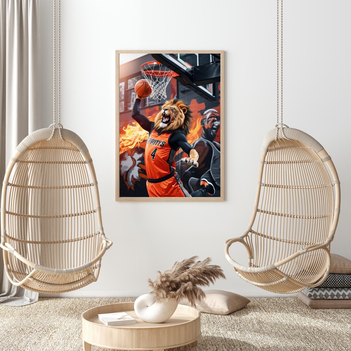 Basketball Playoff Lion Art Print Sports Season Wall Decor Basketball Poster Instant Gift For Basketball Lovers - Image 3