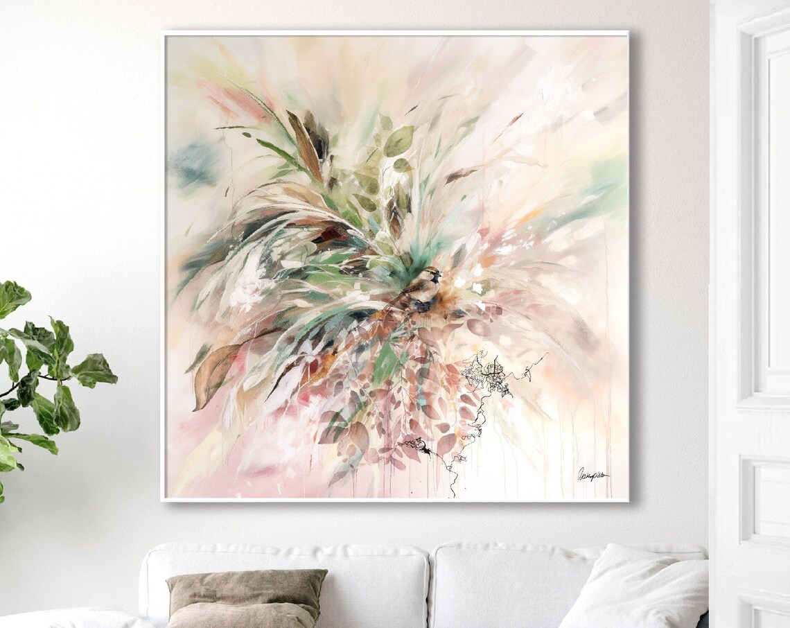 Soft Pastel Abstract Tropical Boho Japandi Art Print - Image 2