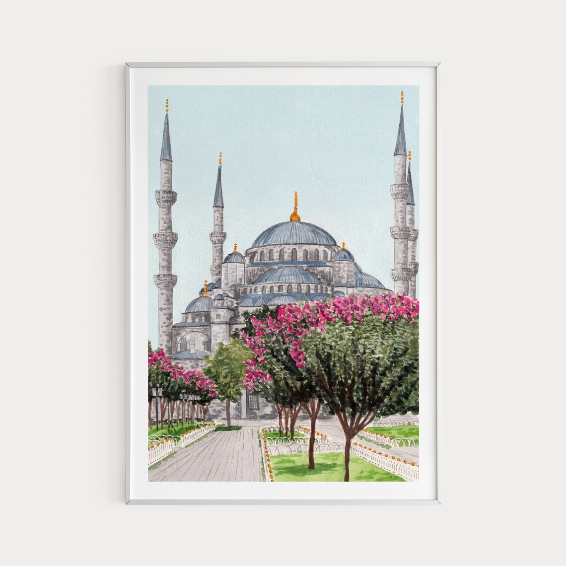 Blue Mosque Watercolor Print, Istanbul Travel Art