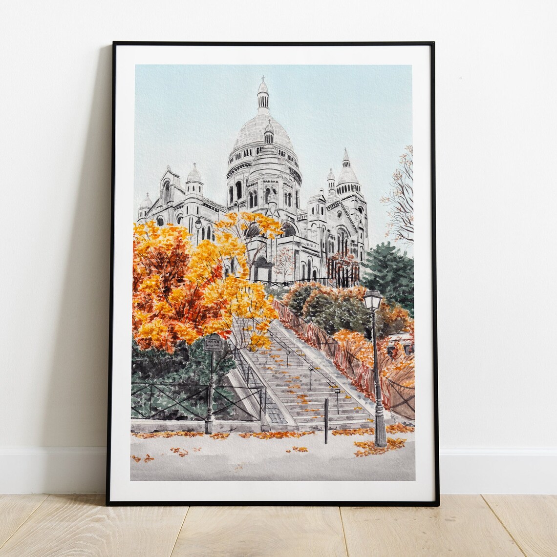 Sacre Coeur Paris Watercolor Art Print, Montmartre