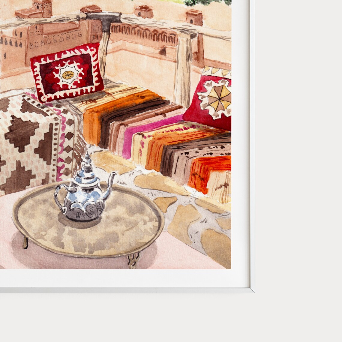 Ouarzazate Morocco Watercolor Travel Poster Art - Image 3
