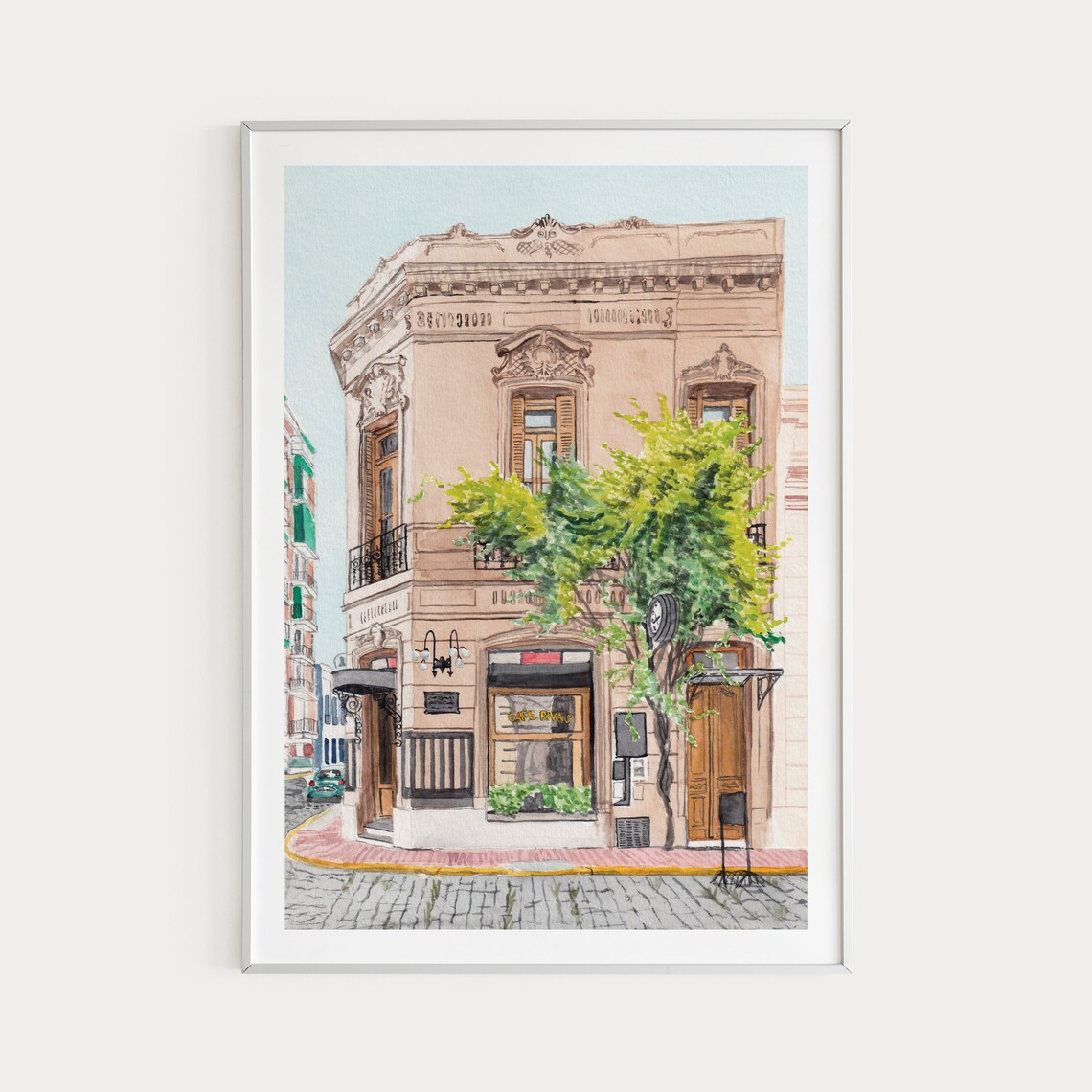 San Telmo, Buenos Aires Watercolor Travel Poster