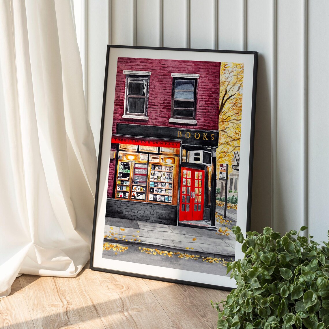 New York City Bookstore Watercolor Autumn Storefront Manhattan Poster - Image 2