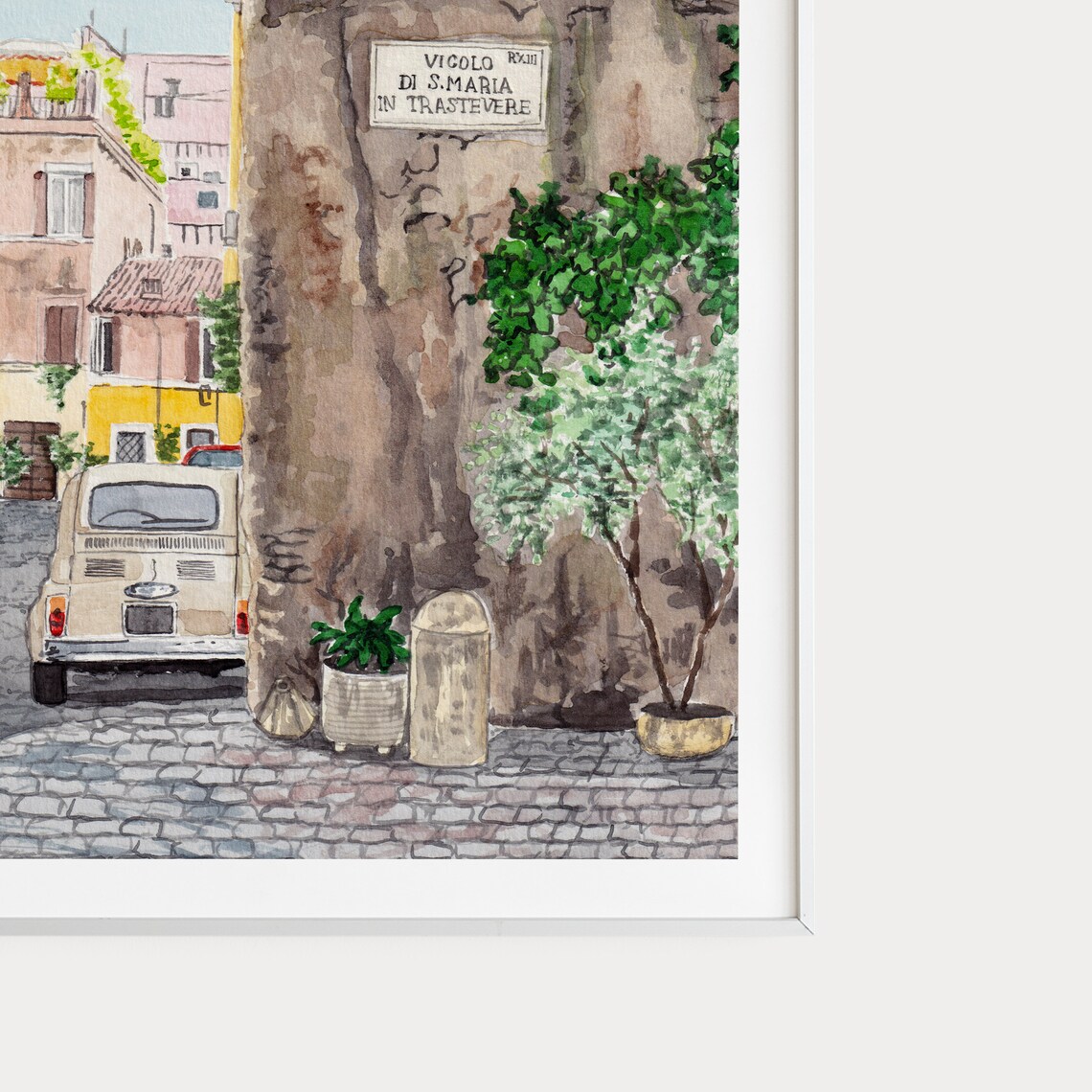 Rome Trastevere Watercolor Art Print, Italy Cityscape - Image 3