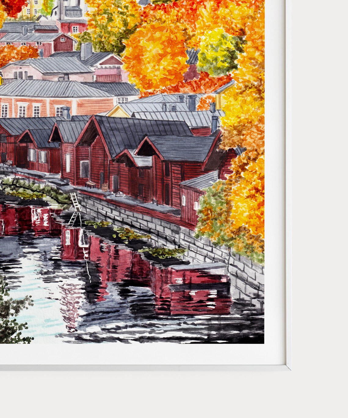Porvoo Finland Watercolor Travel Poster Print - Image 2