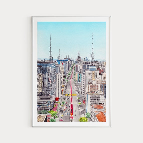 Sao Paulo Avenida Paulista, Brazil Travel Poster