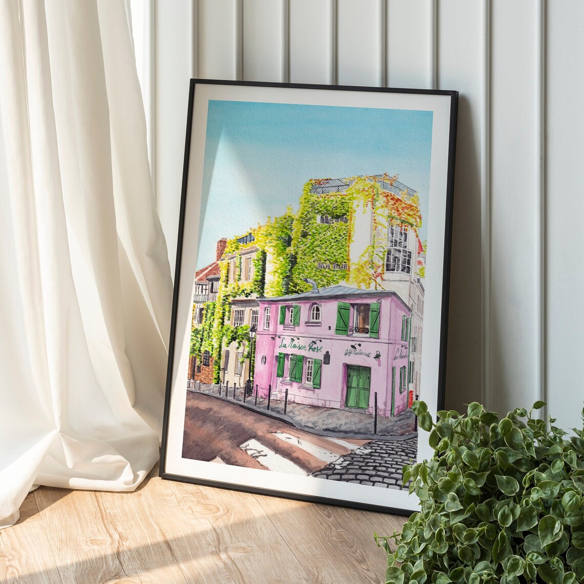 Montmartre Paris Watercolor Travel Poster, La Maison Rose - Image 2