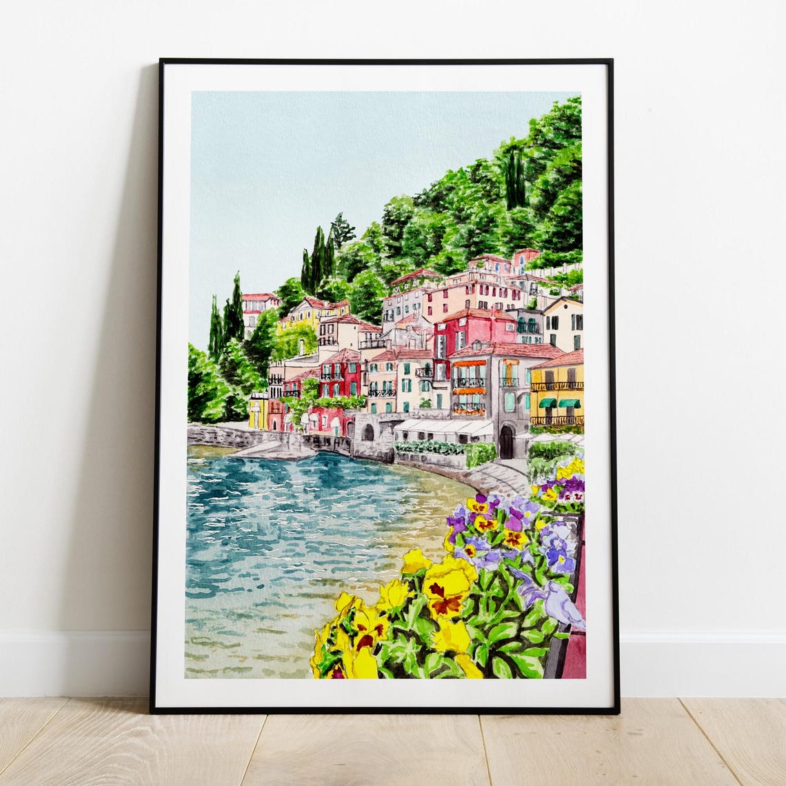 Varenna Lake Como Colorful Village Flowers Lakeside View Poster