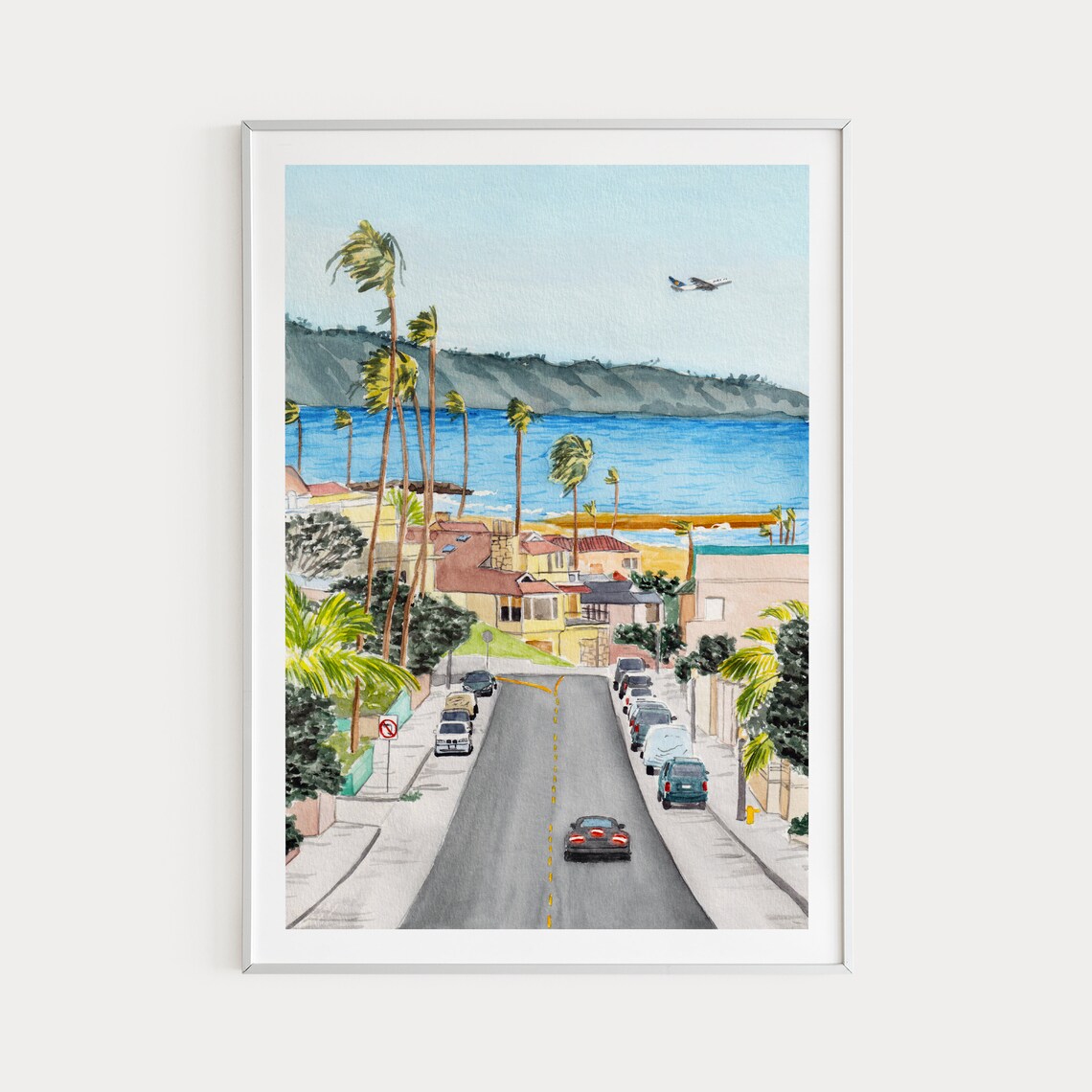 San Diego Watercolor Cityscape Art Print, California