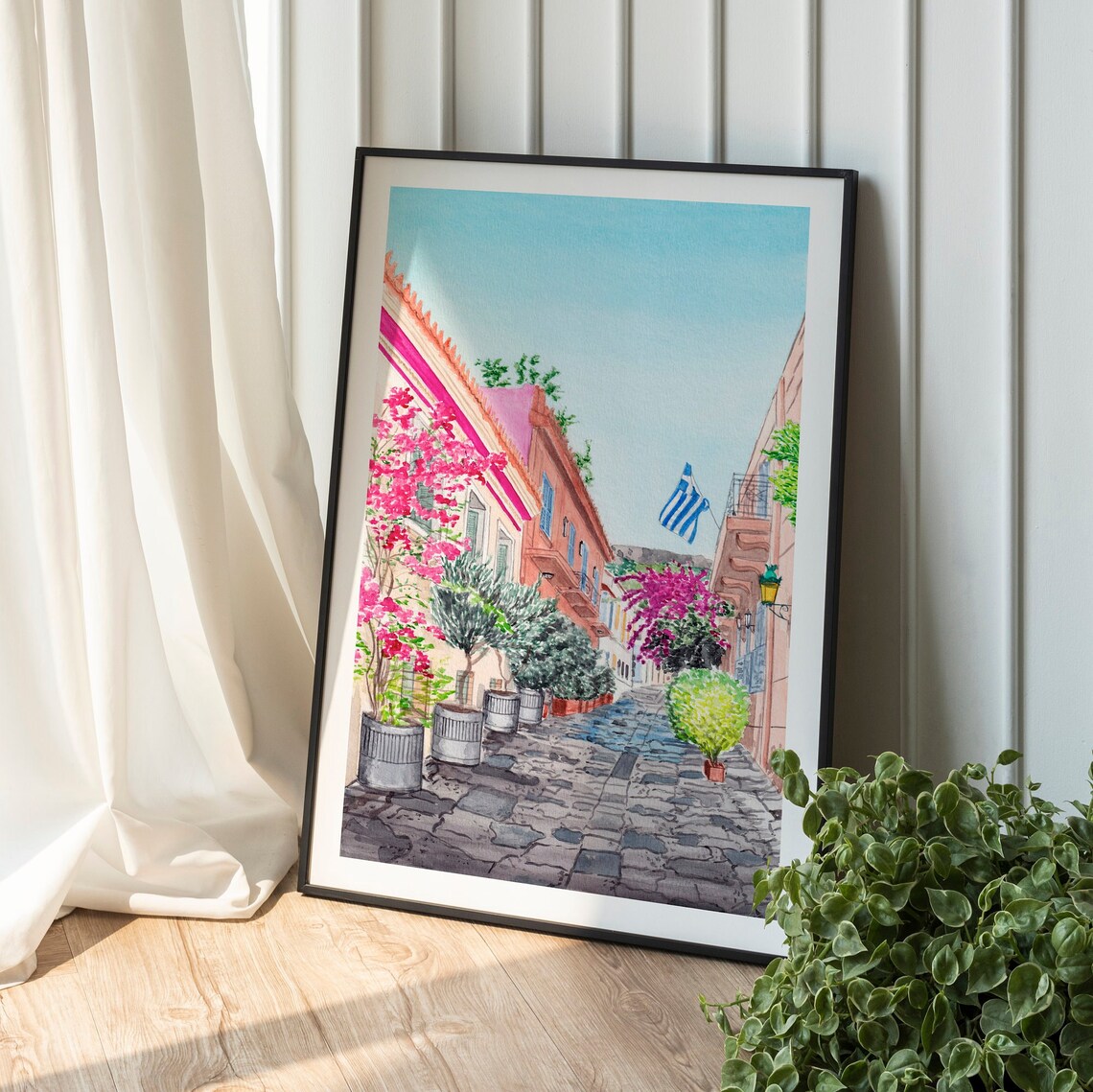 Athens Plaka Watercolor Art Print, Greece Travel - Image 3