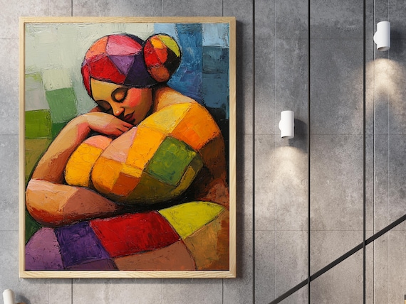 Abstract Female Portrait Wall Art Colorful Body Positive Print Modern Feminine Decor
