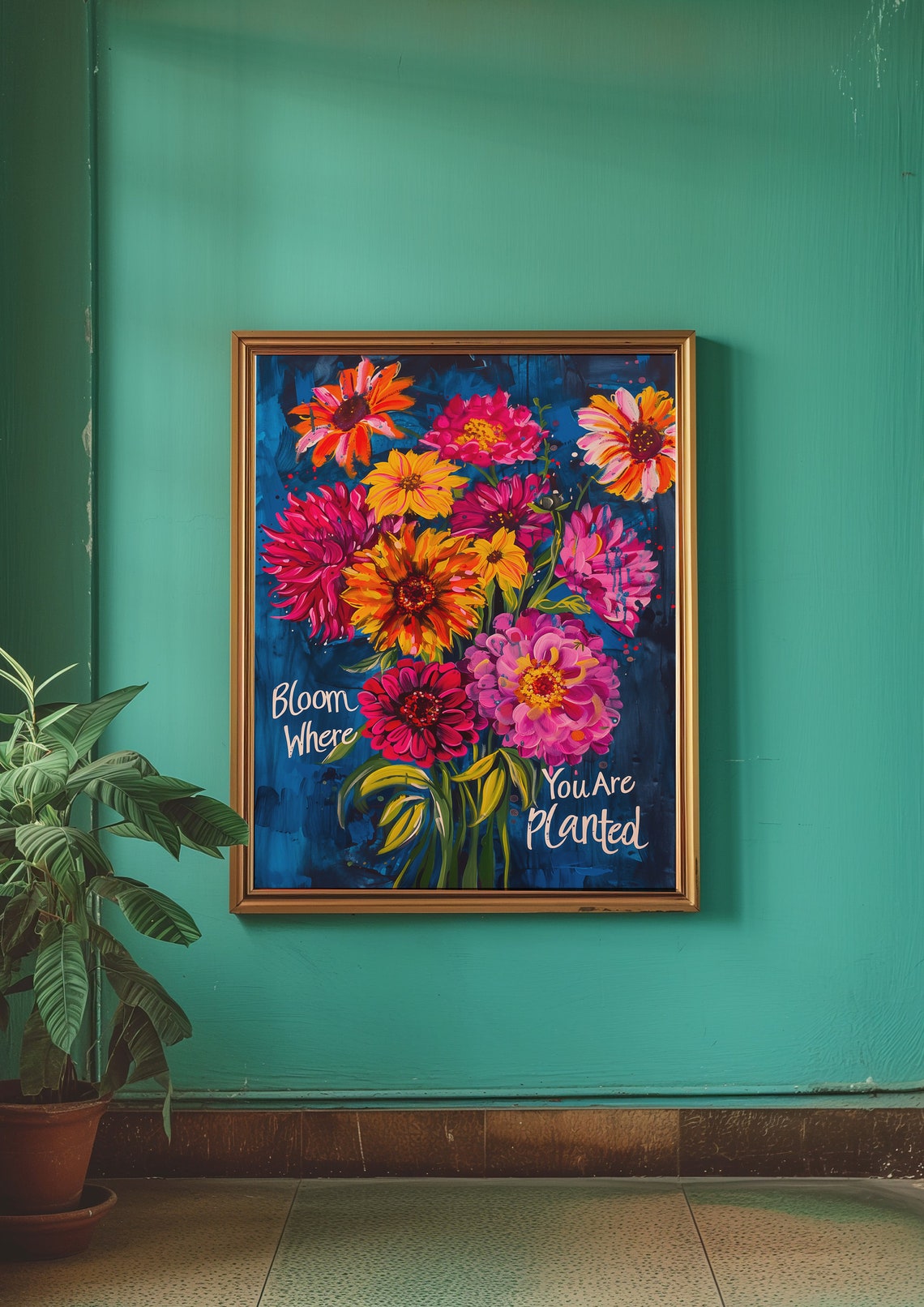 Bloom Where You Are Planted Floral Uplifting Quote Art Poster - Image 3