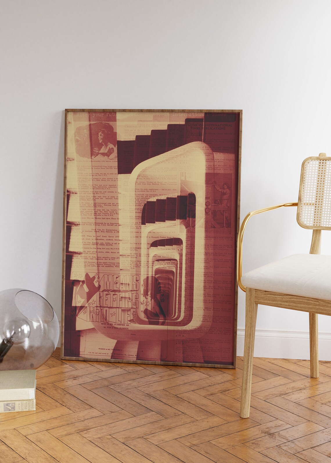 Newspaper Retro Hippie Print, Psychedelic Room Decor