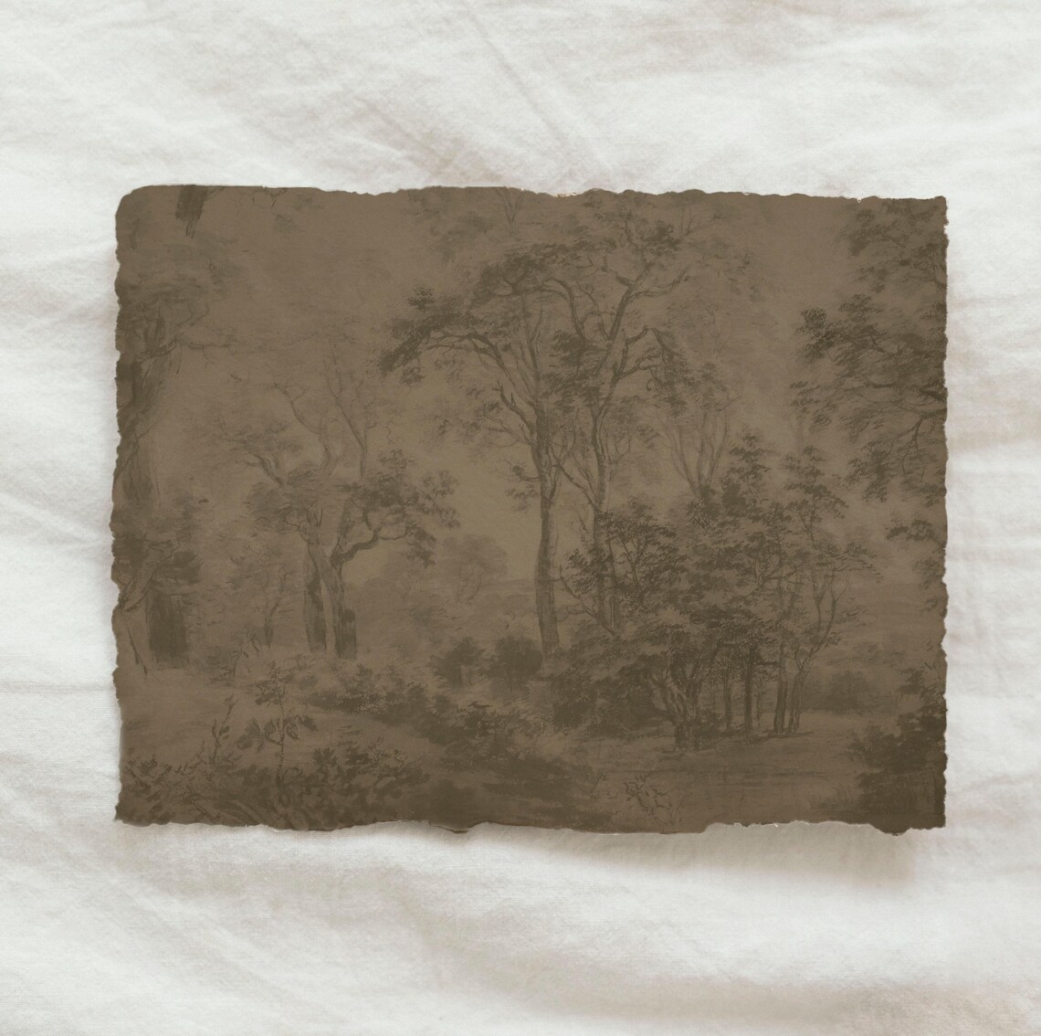 Vintage Foggy Forest Minimalist Wall Art Print - Image 3