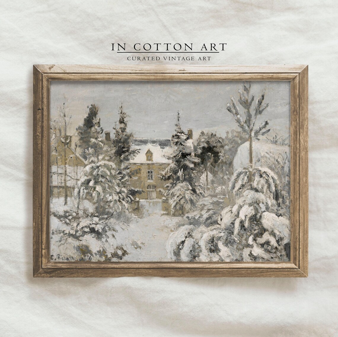 Winter Snowy Village Vintage Holiday Art Print - Image 4