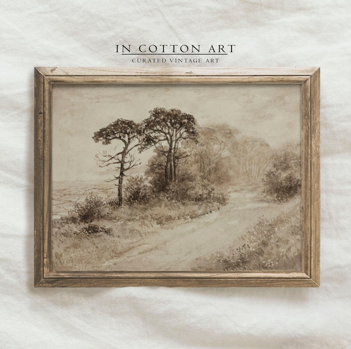 Moody Country Landscape Sketch, Rustic Road Art Print - Image 3