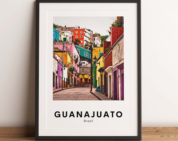 Guanajuato Brazil Colorful Cobblestone Street Travel Photo Poster