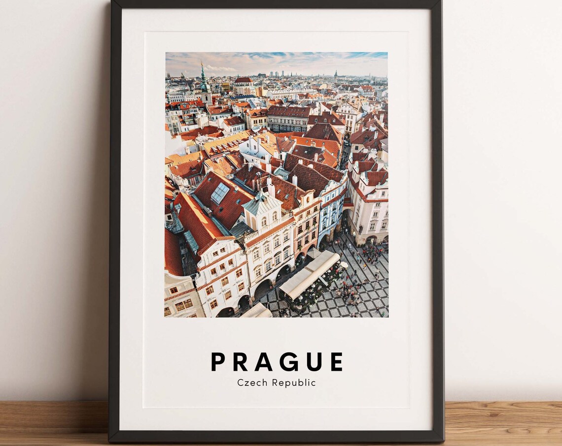 Prague Czech Republic Old Town Red Rooftops Aerial Photo Poster