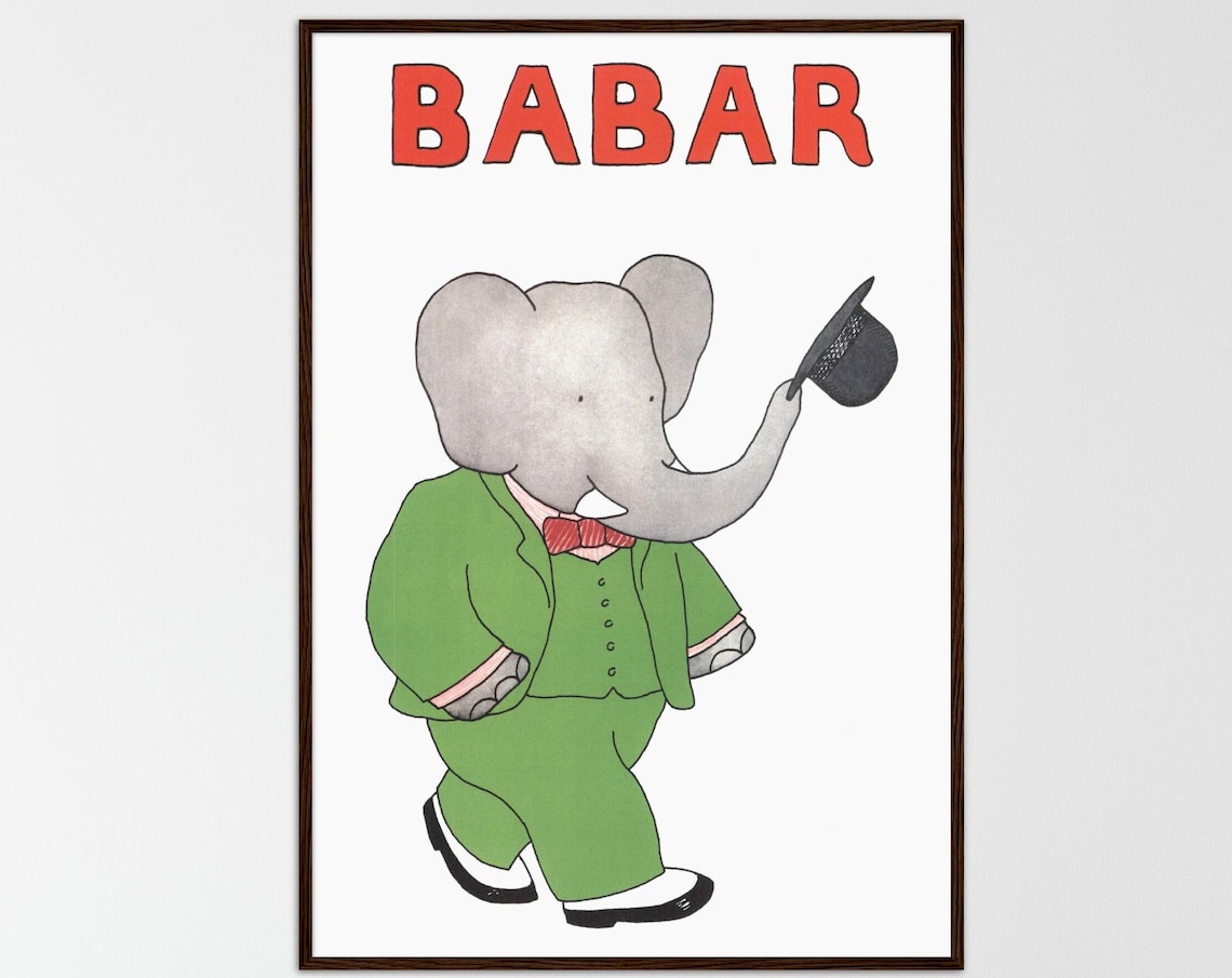 Babar Elephant Nursery Decor, Animal Art Print