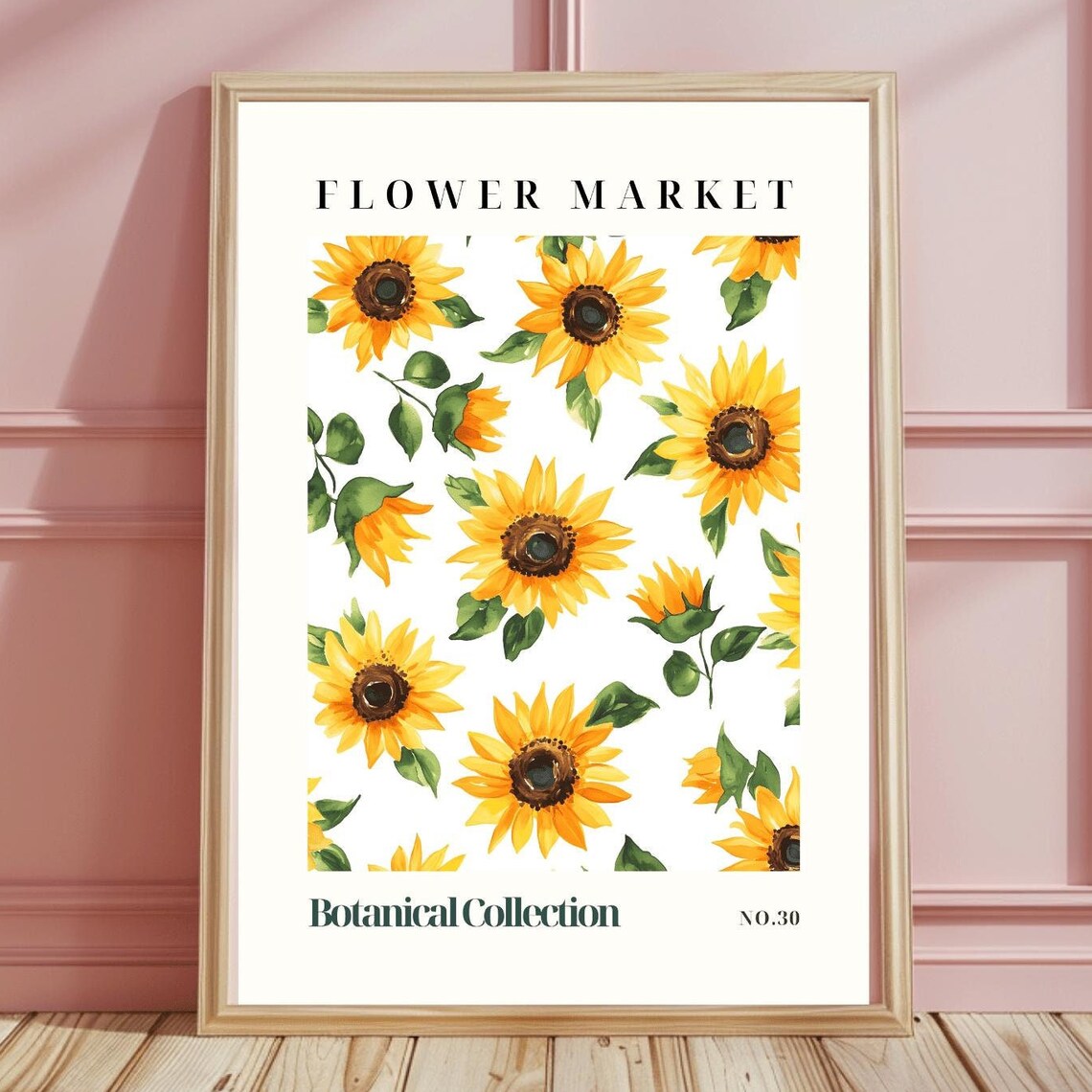 Sunflower Pattern Flower Market Watercolor Botanical No 30 Art Poster