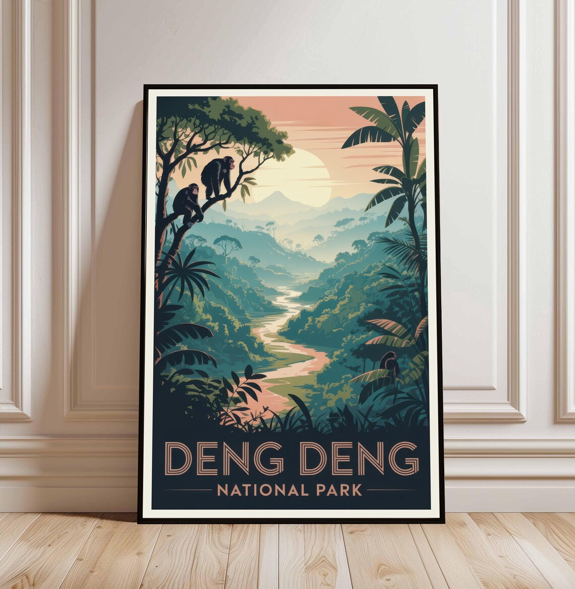 Deng Deng National Park Cameroon Tropical Jungle Valley Travel Poster