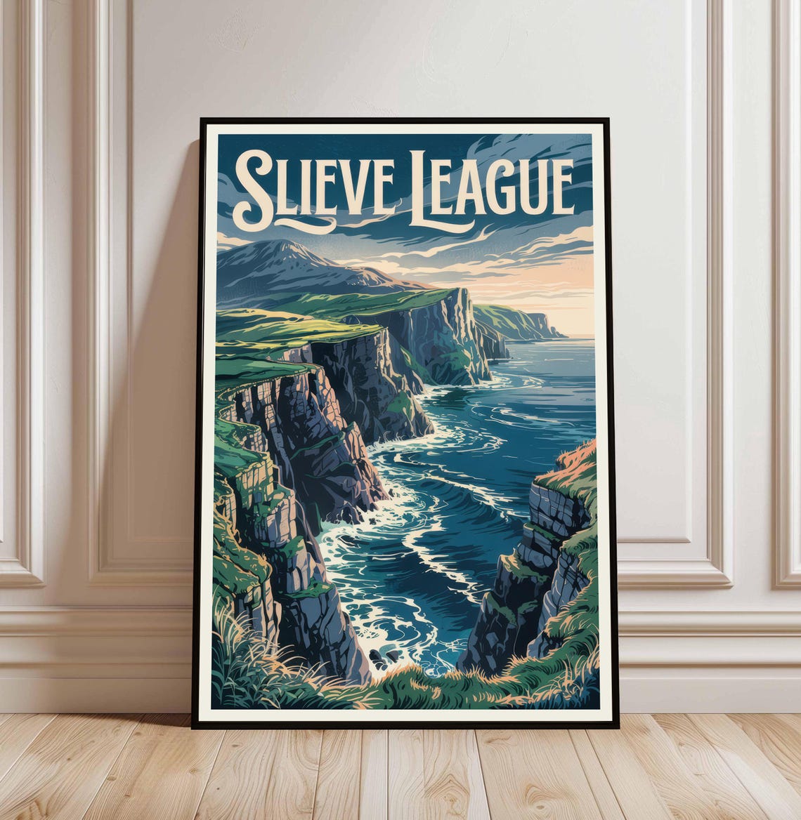 Slieve League Ireland Dramatic Sea Cliffs Coastal Travel Poster
